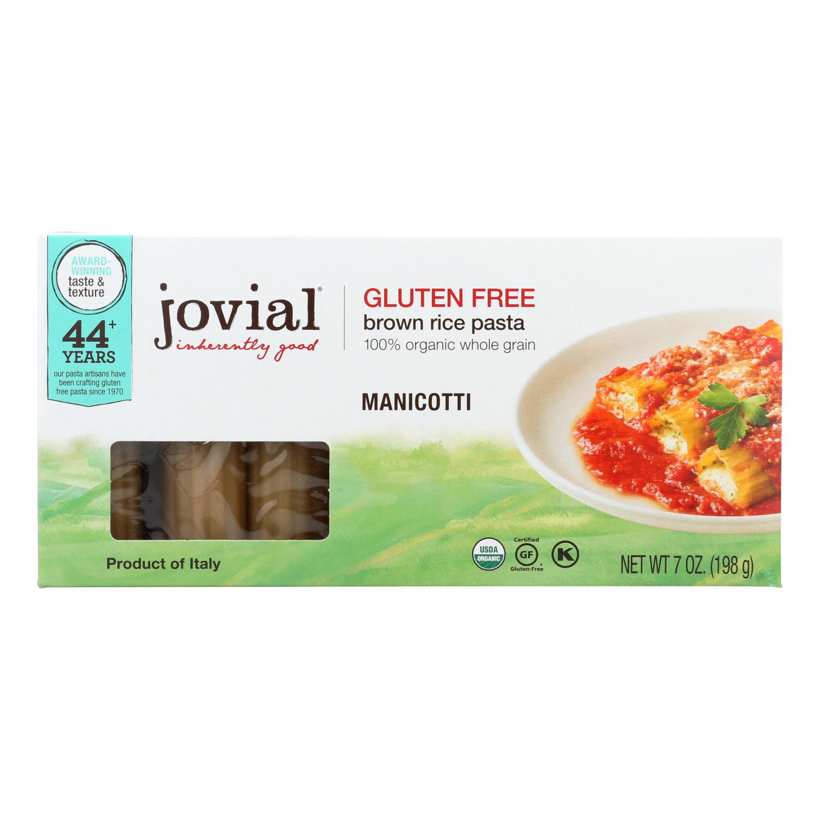 Jovial, Gluten Free Pasta, Manicotti, Case Of 12, 7 Oz.