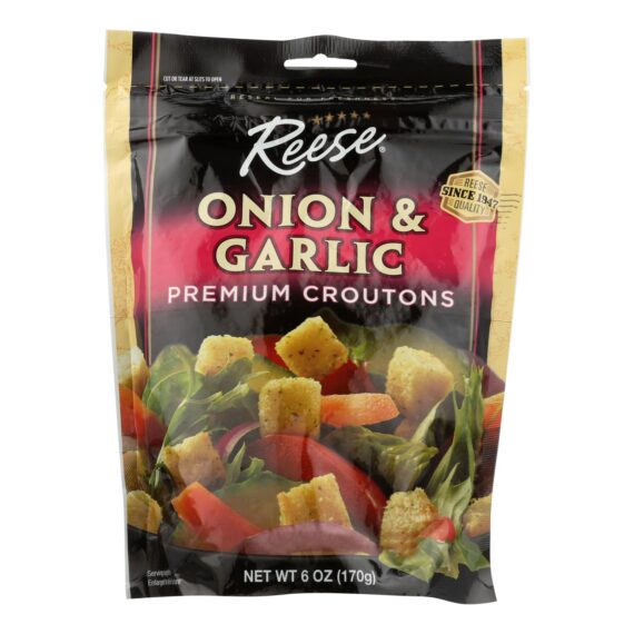 Reese Premium Croutons, Onion And Garlic, Case Of 12, 6 Oz.
