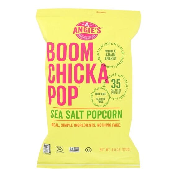 Angie's Kettle Corn Boom Chicka Pop Sea Salt Popcorn, Case Of 12, 4.8 Oz.
