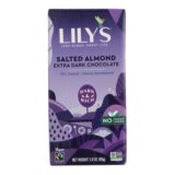 Lily's Sweets Chocolate Bar, Salted Almond, Case Of 12, 2.80 Oz.
