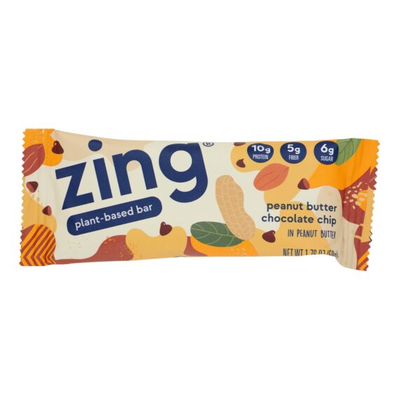 Zing Bars, Nutrition Bar, Peanut Butter Chocolate Chip, 1.76 Oz Bars, Case Of 12