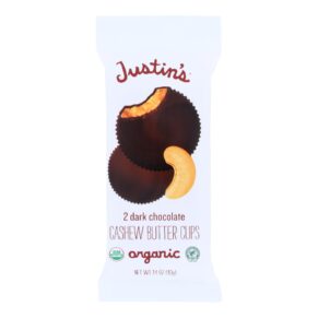 Justin's Nut Butter Cashew Butter Cups, Dark Chocolate, Case Of 12, 1.4 Oz.