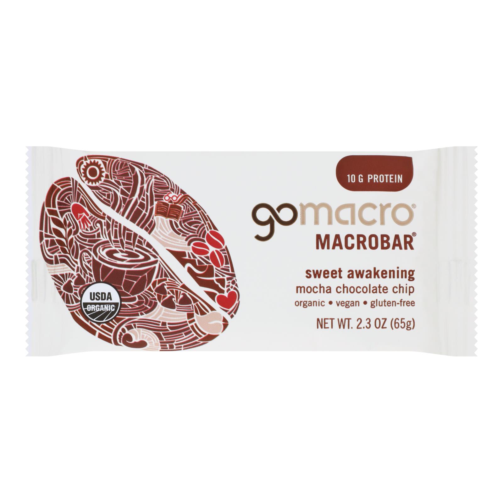 Gomacro Bar, Organic, Mocha, Chocolate Chip, Case Of 12, 2.3 Oz