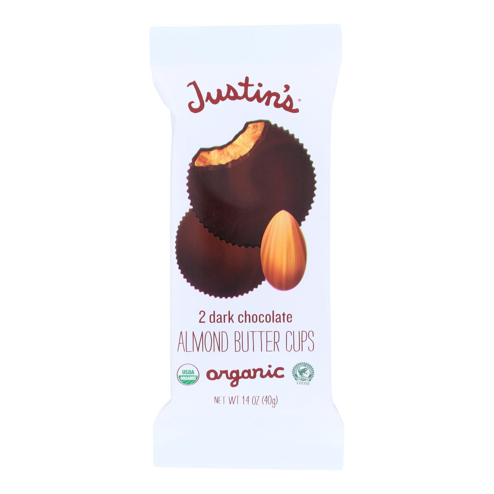 Justin's Nut Butter Almond Butter Cups, Dark Chocolate, Case Of 12, 1.4 Oz.