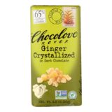 Chocolove Xoxox, Premium Chocolate Bar, Dark Chocolate, Ginger Crystallized, 3.2 Oz Bars, Case Of 12