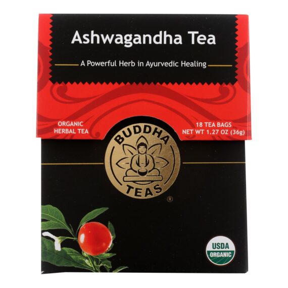 Buddha Teas, Organic Tea, Ashwaghanda, Case Of 6, 18 Count