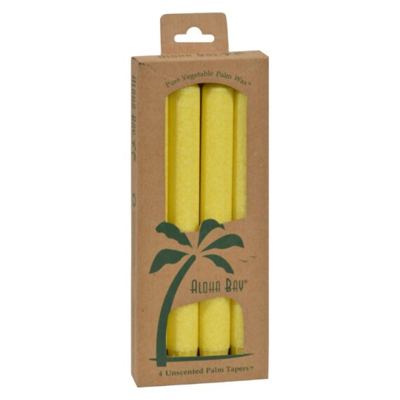 Aloha Bay, Palm Tapers, Yellow Candle Unscented, 4 Candles
