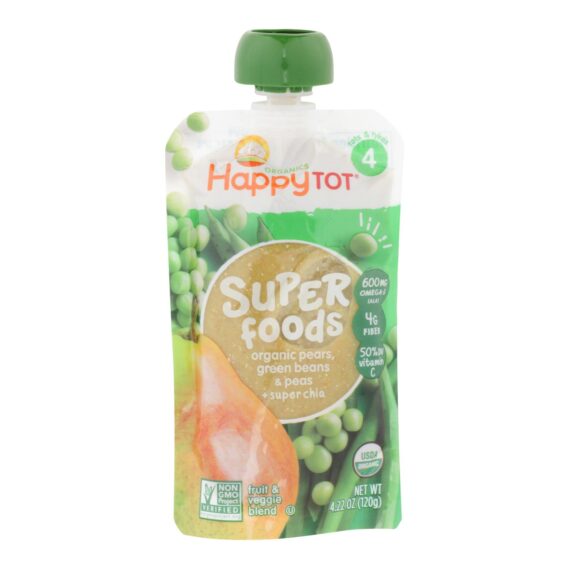 Happy Tot Toddler Food, Organic, Stage 4, Green Beans Pear And Pea, 4.22 Oz, Case Of 16 - Image 3