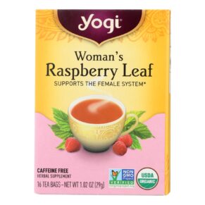 Yogi Organic Woman's Herbal Tea Raspberry Leaf, 16 Tea Bags, Case Of 6