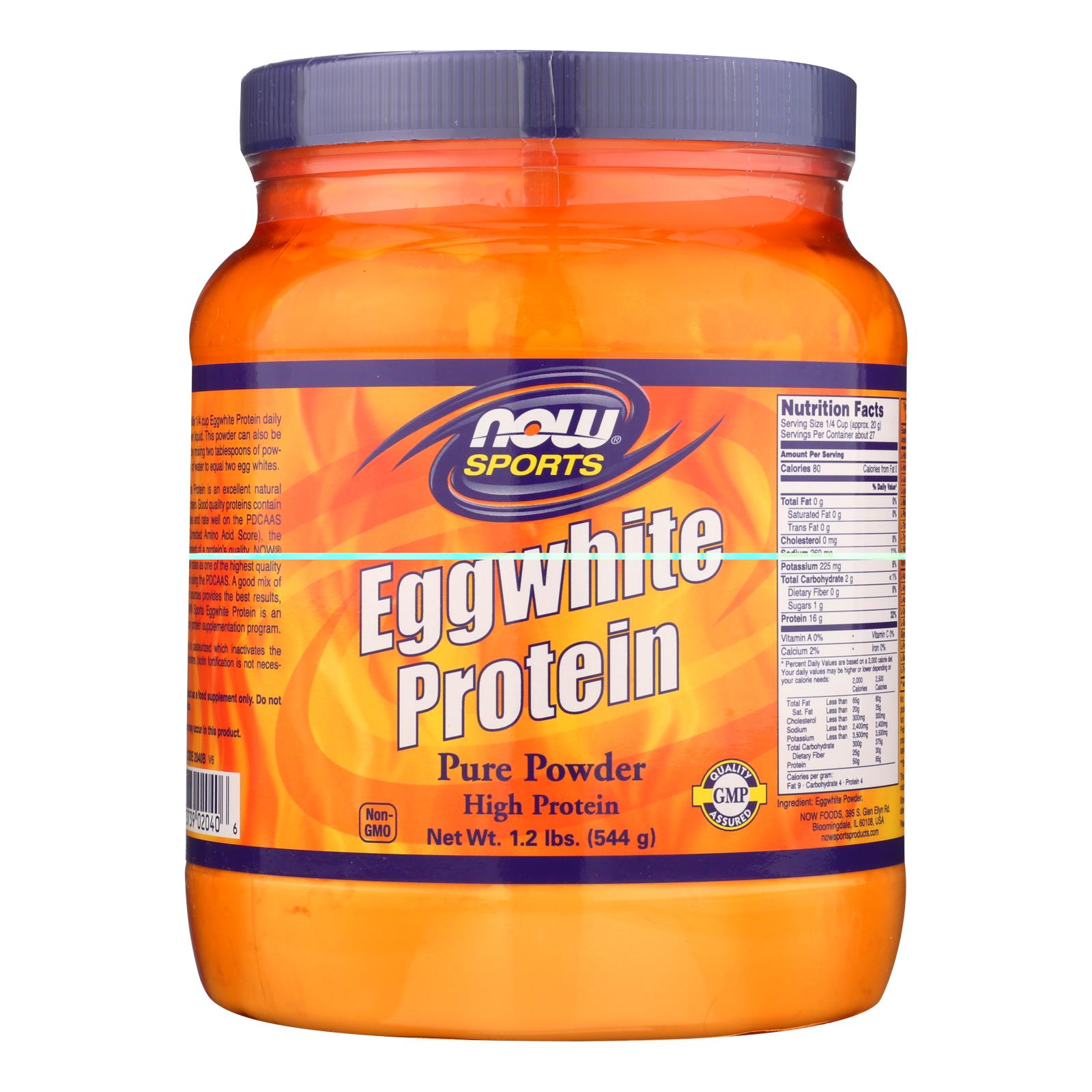 Now Foods, Eggwhite Powder Unflvr, 1 Each-19.2 Oz