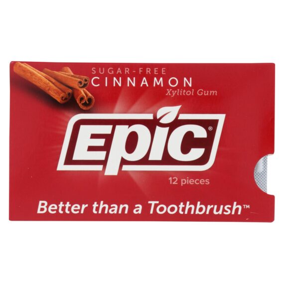 Epic Dental, Xylitol Gum, Cinnamon, Case Of 12, 12 Pack