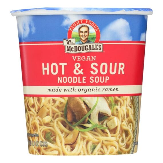 Dr. Mcdougall's Vegan Hot And Sour Noodle Soup Big Cup, Case Of 6, 1.9 Oz.