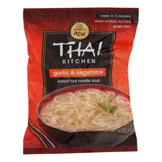 Thai Kitchen Instant Rice Noodle Soup, Garlic And Vegetable, Mild, 1.6 Oz, Case Of 6