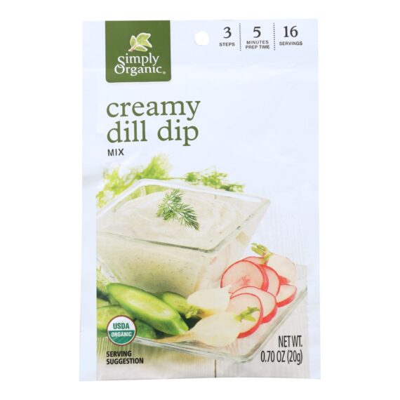 Simply Organic Creamy Dill Dip Mix, Case Of 12, 0.7 Oz.