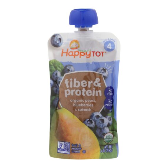 Happy Tot Toddler Food, Organic, Fiber And Protein, Stage 4, Pear Blueberry And Spinach, 4 Oz, Case Of 16 - Image 4
