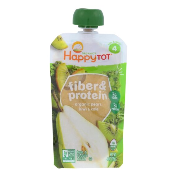 Happy Tot Toddler Food, Organic, Fiber And Protein, Stage 4, Pear Kiwi And Kale, 4 Oz, Case Of 16