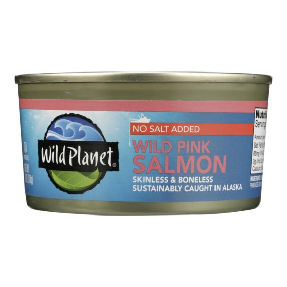 Wild Planet Wild Alaskan Pink Salmon, No Salt Added, Case Of 12, 6 Oz.