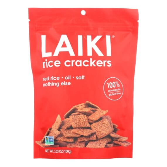 Laiki Red Rice Crackers, Case Of 8, 3.5 Oz.