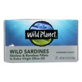 Wild Planet Wild Sardines, Skinless Boneless Fillets In Olive Oil, Case Of 12, 4.25 Oz