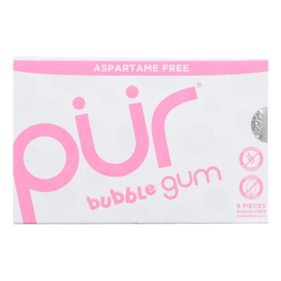 Pur Gum Bubble Gum, Sugar Free, Case Of 12, 9 Count