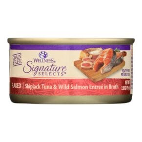 Wellness Pet Products, Signature Selects Cat Food, Skipjack Tuna And Wild Salmon Entree In Broth, Case Of 12, 2.8 Oz.
