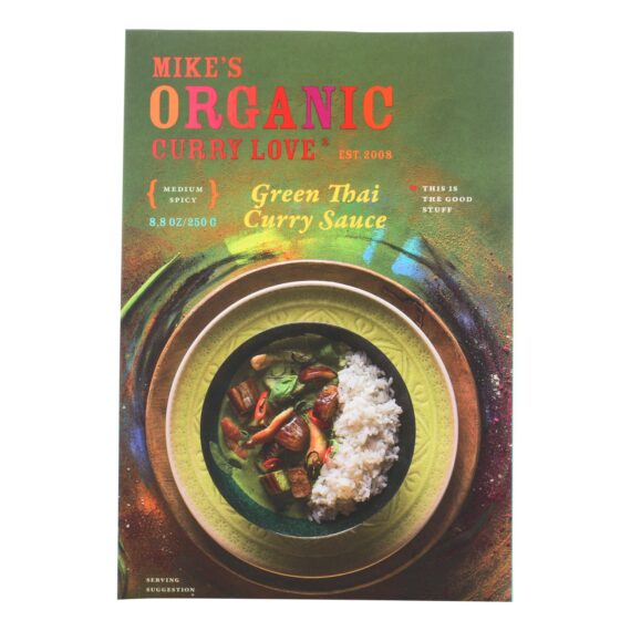 Mike's Organic Curry Love, Organic Curry Simmer Sauce, Green Thai, Case Of 6, 8.8 Fl Oz.
