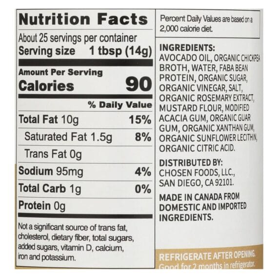 Chosen Foods, Avocado Oil Vegan Mayo, Case Of 6, 12 Oz. - Image 3