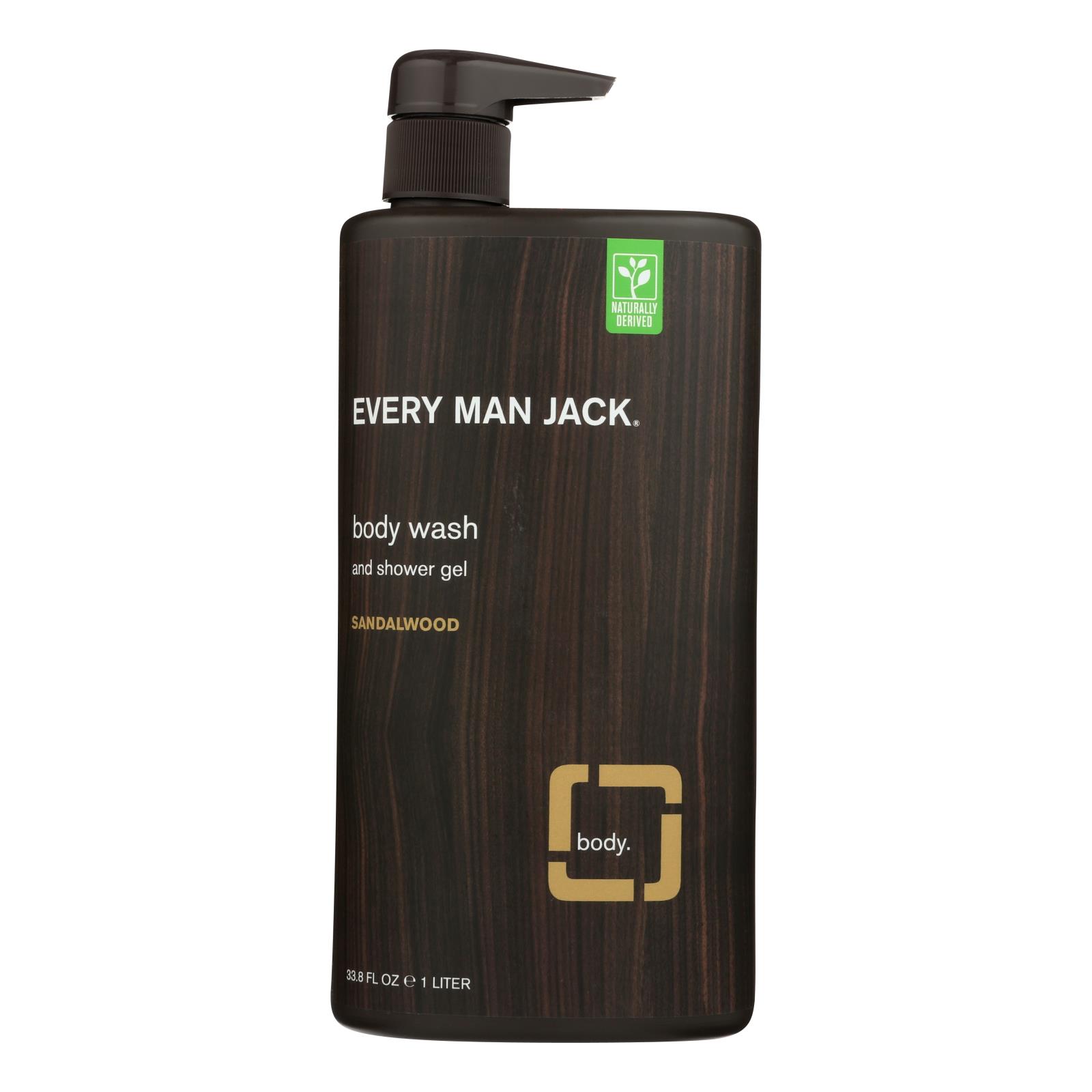 Every Man Jack Body Wash Sandalwood Body Wash, Case Of 33.8, 33.8 Fl Oz.
