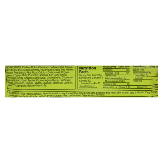 Zing Nutrition Bar, Oatmeal Chocolate Chip, Case Of 12, 1.76 Oz. - Image 2
