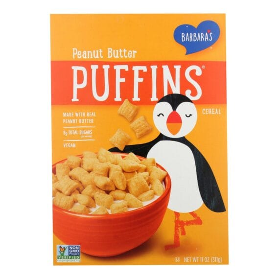 Barbara's Bakery, Puffins Cereal, Peanut Butter, Case Of 12, 11 Oz.