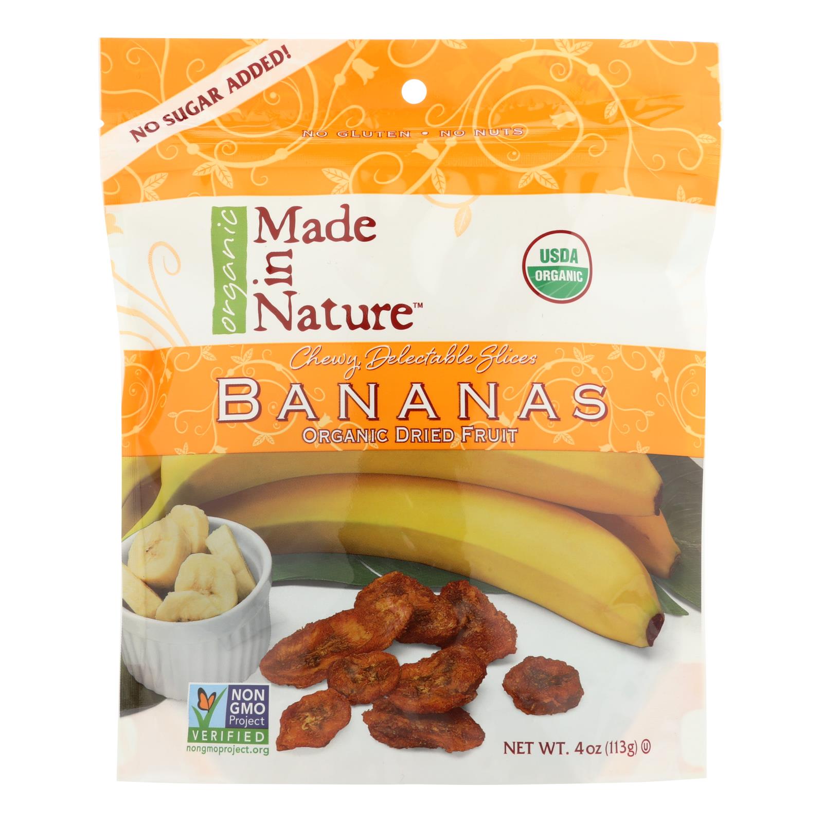 Made In Nature Bananas, Organic, Dried, Case Of 6, 4 Oz