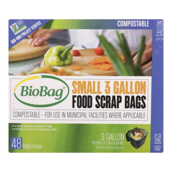 Biobag, Food Scrap Bags, 3 Gallon, 48 Count, Case Of 12