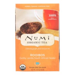 Numi Red Mellow Bush Rooibos Tea, 18 Tea Bags, Case Of 6