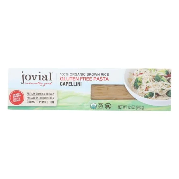 Jovial, Gluten Free Brown Rice Pasta, Capellini, Case Of 12, 12 Oz.