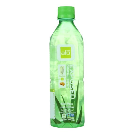 Alo Original Exposed Aloe Vera Juice Drink,  Original And Honey, Case Of 12, 16.9 Fl Oz.