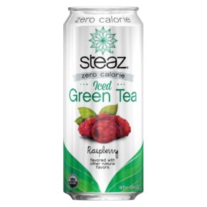Steaz Zero Calorie Green Tea, Raspberry, Case Of 12, 16 Fl Oz.