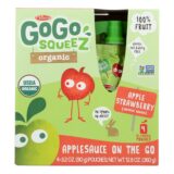 Gogo Squeeze Applesauce, Apple Strawberry, Case Of 12, 3.2 Oz.
