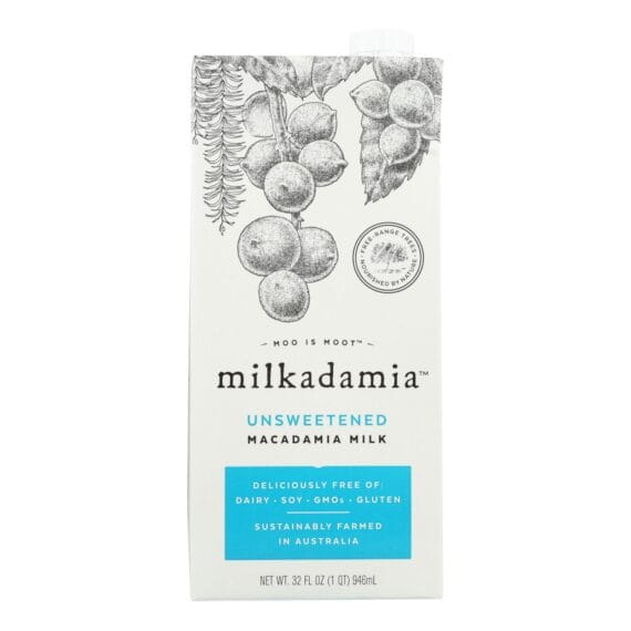Milkadamia Milk, Unsweetened, Case Of 6, 32 Fl Oz.