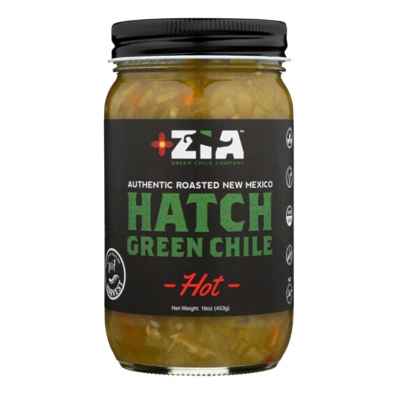 Zia Green Chile Company, Hatch Green Chile, Hot , Case Of 6, 16 Oz.