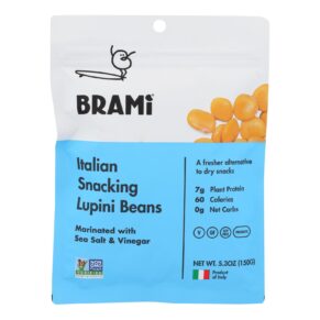 Brami Lupini Snack, Sea Salt, Case Of 8, 5.3 Oz.