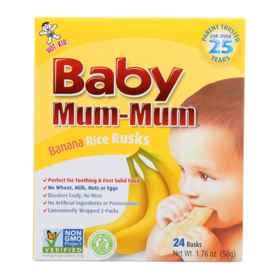 Hot Kid Baby Mum Rice Biscuit, Banana, Case Of 6, 1.76 Oz.