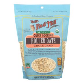 Bob's Red Mill, Oats, Organic Quick Cooking Rolled Oats, Whole Grain, Case Of 4, 16 Oz.