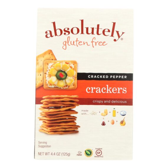Absolutely Gluten Free, Crackers, Cracked Pepper, Case Of 12, 4.4 Oz.