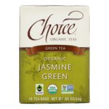 Choice Organic Teas Jasmine Green Tea, 16 Tea Bags, Case Of 6