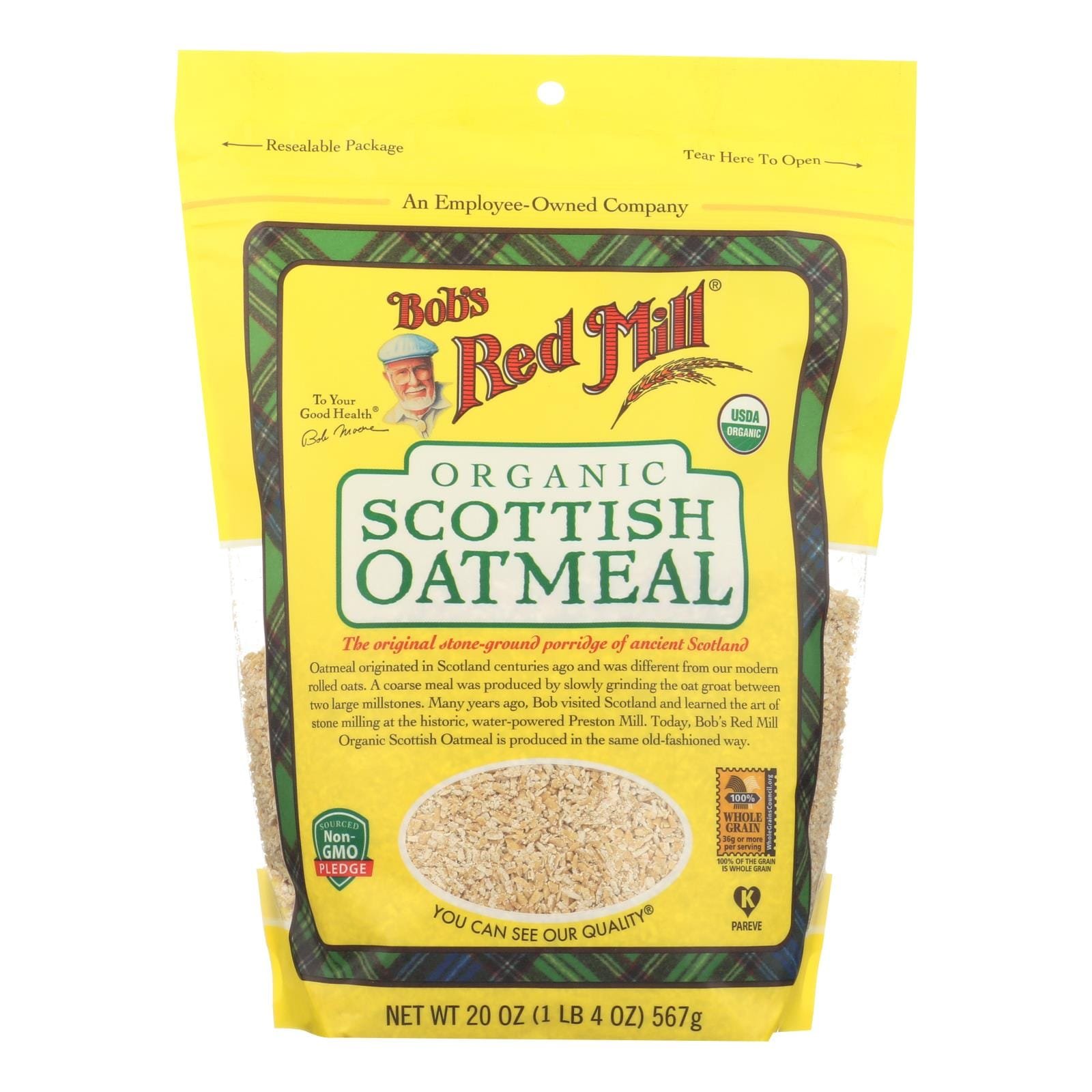 Bob's Red Mill, Oatmeal, Organic Scottish , Case Of 4, 20 Oz.