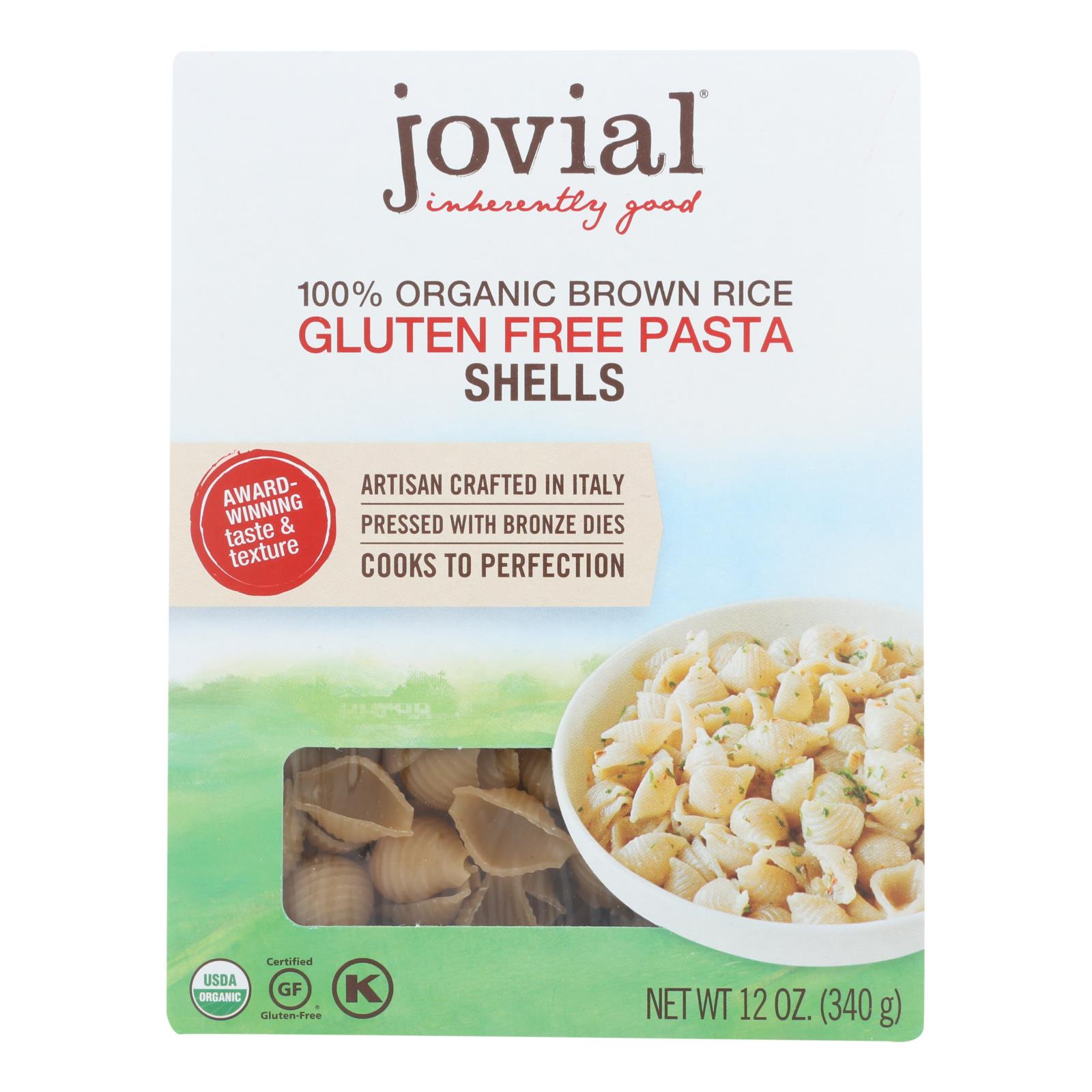 Jovial, Organic Brown Rice Pasta, Shells, Case Of 12, 12 Oz.