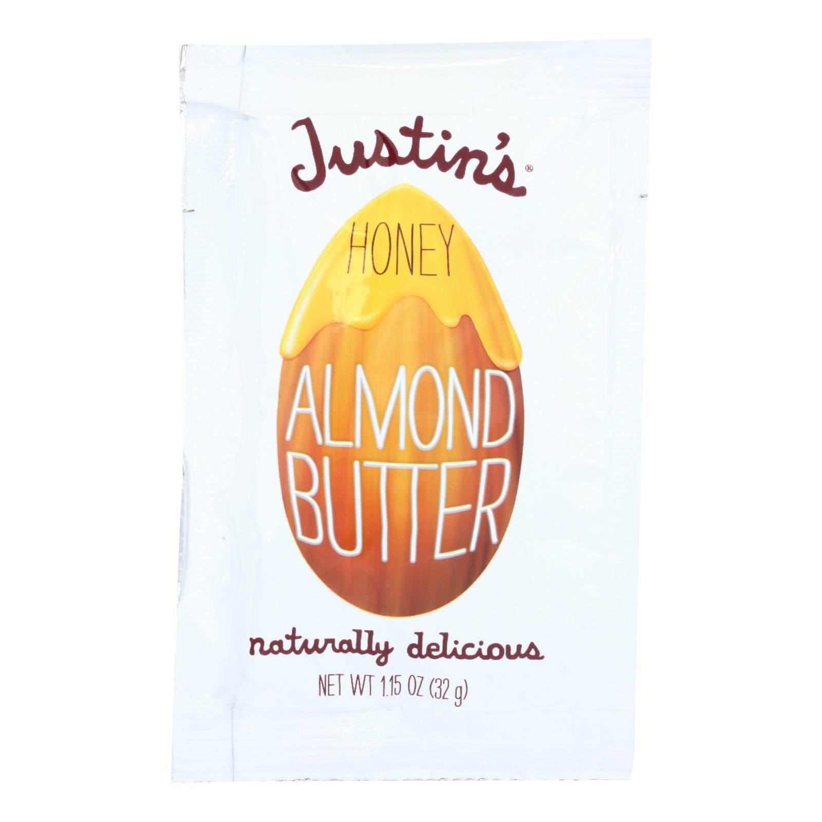 Justin's Nut Butter Squeeze Pack, Almond Butter, Honey, Case Of 10, 1.15 Oz.