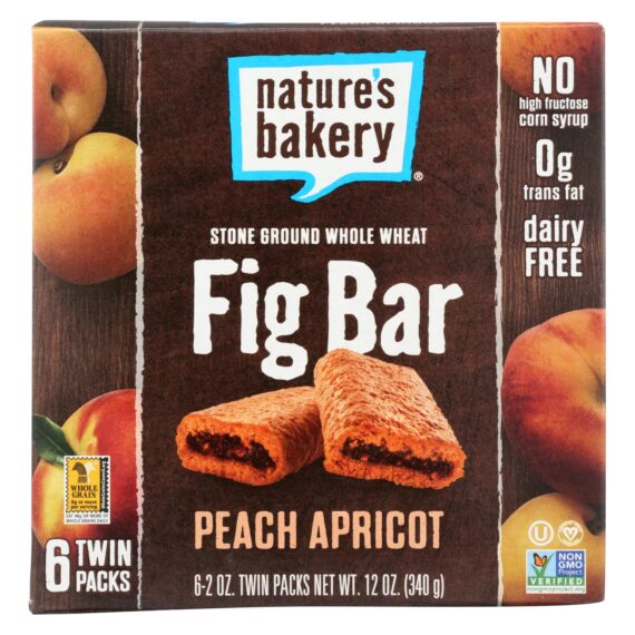 Nature's Bakery Stone Ground Whole Wheat Fig Bar, Peach Apricot, 2 Oz, Case Of 6