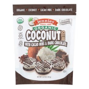 Jennies Coconut Bites, Organic, Cacao Chocolate, Case Of 6, 5.25 Oz