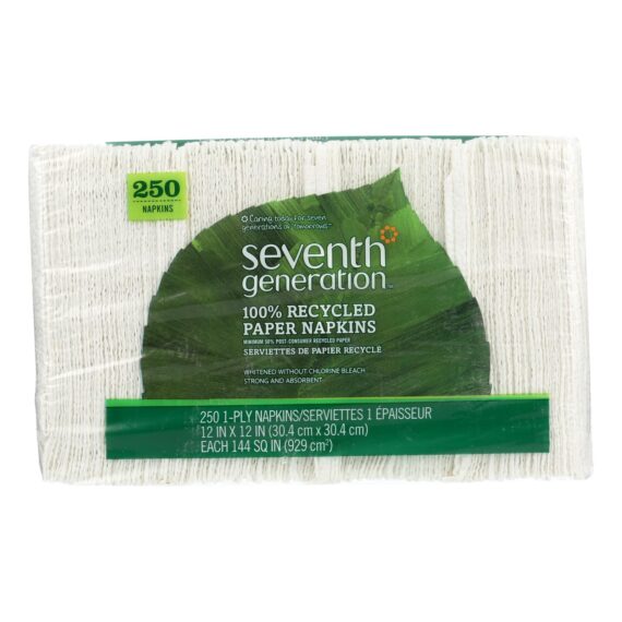 Seventh Generation Recycled Napkins, White, Case Of 12, 250 Count